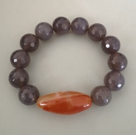 Armband Achat taupe facettiert 14 mm mit Achatspindel gebändert