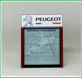( DM001 )   Un Porte certificat d'assurance ou CT auto avec dessin Peugeot Drapeau Fr (fond noir ou transparent)
