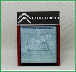 ( DM009 )   Un Porte certificat d'assurance ou CT auto avec dessin Citroën fond noir  (fond noir ou transparent)