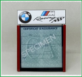 ( DM012 )   Un Porte certificat d'assurance ou CT auto avec dessin BMW M Racing  (fond noir ou transparent)