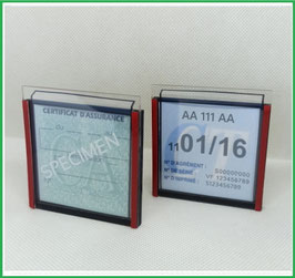 Réf. : 002AT   ///   Deux Portes certificats simples neutres pour assurance  et un pour CT (font transparent)