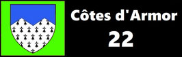 ( 22 )   Un Porte certificat pour assurance ou CT. Département Côtes d'Armor  (fond noir ou transparent)