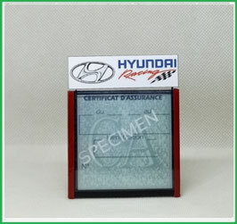 ( DM022 )   Un Porte certificat d'assurance ou CT auto avec dessin Hyundai  racing   (fond noir ou transparent)