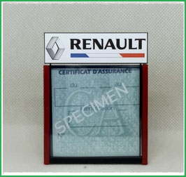 ( DM003 )   Un Porte certificat d'assurance ou CT auto avec dessin Renault drapeau Fr  (fond noir ou transparent)