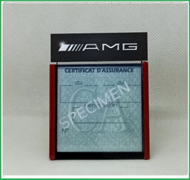 ( DM013 )   Un Porte certificat d'assurance ou CT auto avec dessin AMG  (fond noir ou transparent)