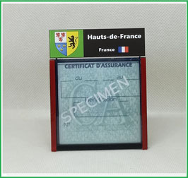 ( R07 )   Un Porte certificat d'assurance ou CT. Région Hauts de France  (fond noir ou transparent)