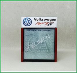 ( DM025 )   Un Porte certificat d'assurance ou CT auto avec dessin Volkswagen racing   (fond noir ou transparent)