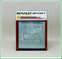 ( DM026 )   Un Porte certificat d'assurance ou CT auto avec dessin Renault sport  (fond noir ou transparent)