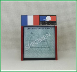 ( DV002 )   Un Porte certificat d'assurance ou CT avec dessin Drapeau France Marianne noir  (fond transparent ou noir)