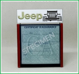 ( DM017 )   Un Porte certificat d'assurance ou CT auto avec dessin  Jeep  (fond noir ou transparent)