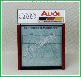 ( DM011 )   Un Porte certificat d'assurance ou CT auto avec dessin Audi Sport  (fond noir ou transparent)