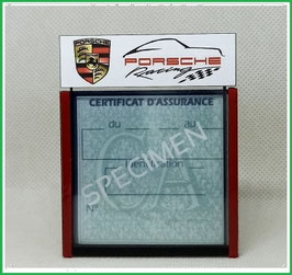 ( DM018 )   Un Porte certificat d'assurance ou CT auto avec dessin  Porsche racing  (fond noir ou transparent)