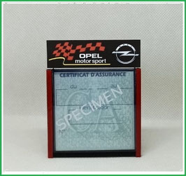 ( DM024 )   Un Porte certificat d'assurance ou CT auto avec dessin Opel motor sport racing   (fond noir ou transparent)