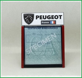 ( DM029 )    Un Porte certificat d'assurance ou CT auto avec dessin Logo Peugeot France (fond noir ou transparent)