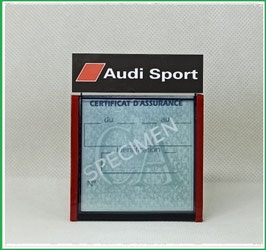 ( DM010 )   Un Porte certificat d'assurance ou CT auto avec dessin Audi Sport noir  (fond noir ou transparent)