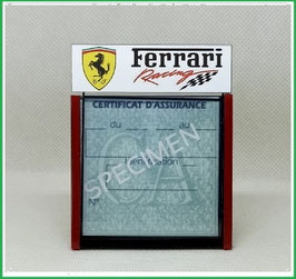 ( DM021 )   Un Porte certificat d'assurance ou CT auto avec dessin Ferrari racing   (fond noir ou transparent)