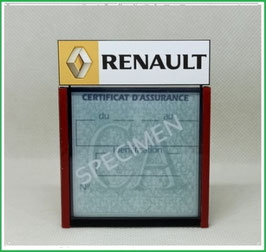 ( DM008 )   Un Porte certificat d'assurance ou CT auto avec dessin Renault logo jaune  (fond noir ou transparent)