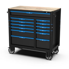 Werkstattwagen Werkzeugwagen rollbar 13 Schubladen Holzplatte