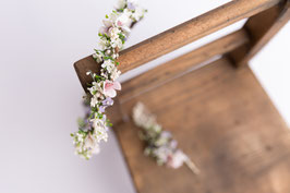 Set: Haarkranz und Anstecker - FLOWER LOVE ROSA