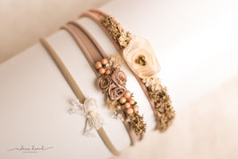 Stirnband-Set "brown meets apricot"