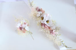 Set: Gürtel und Haakamm - Weiße Blumen