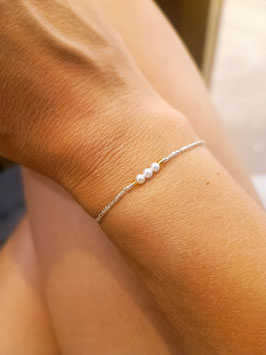 Bracelet 3 perles argent