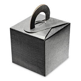 Geschenkbox mit Henkel schwarz, 10 St. - 6,5x6,5x6,5 cm