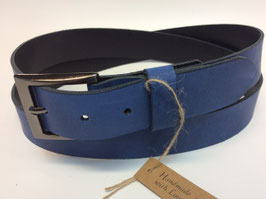Schöner Leder-Gürtel aus eigener Herstellung, komplett handgefertigt, verschiedene Längen, blau