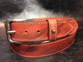 Ledergürtel eigens handgemacht, 140 cm, kürzbar, top Qualität, rot/schwarz