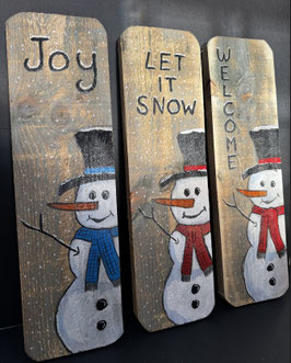 Handcrafted Wooden Snowman Sign – Reclaimed Wood Christmas Decoration