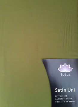 Satin Bettwäsche TOP MARKE LOTUS Uni Olive