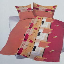 Baumwoll Bettwäsche MARKE NIGTH FASHION Dessin Cubika Orange/Rot