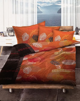 Baumwoll Bettwäsche MARKE LOTUS Dessin Elio Orange ( auch XXL/KING SIZE )
