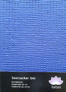 Bettwäsche Seersucker TOP MARKE LOTUS Uni Blau