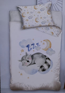 Baby Gitterbett-Bettwäsche MARKE BABY Dessin Waschbär