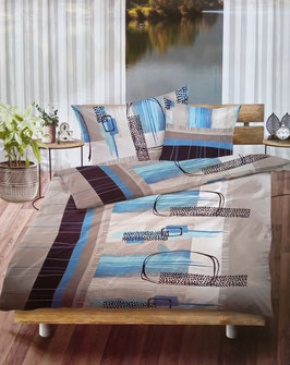 Satin Bettwäsche TOP MARKE LOTUS Dessin Vevey Blau