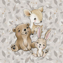 French Terry Panel - Kinder des Waldes, Teddybär and Friends