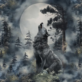 French Terry Panel - heulender Wolf groß