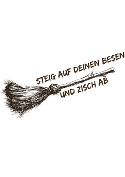 Bügelbild 132 - Steig auf deinen Besen und zisch ab!