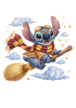 Bügelbild 34 - Stitch auf Besen