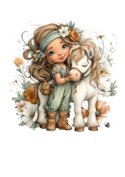 Bügelbild 118 - Mädchen mit Pony II