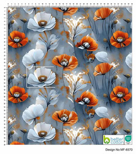 Jersey Druck - weiße und rote Mohnblumen