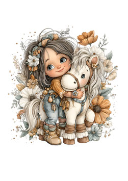 Bügelbild 117 - Mädchen mit Pony I