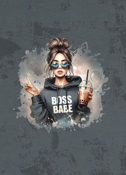 Jersey Druck Panel XXL - Boss Babe by Brackis Stoffhandel