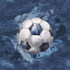 French Terry Panel - Fussball blau