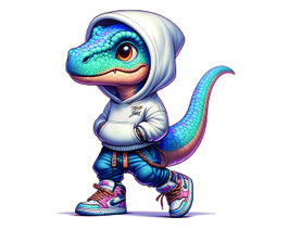 Bügelbild 50 - Dino im weißen Hoodie