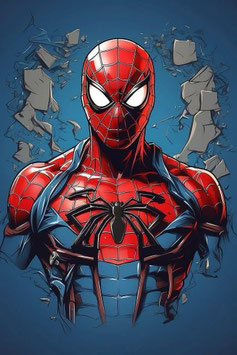 French Terry Panel - Spiderman, blau