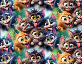French Terry Druck XXL - Crazy Cats