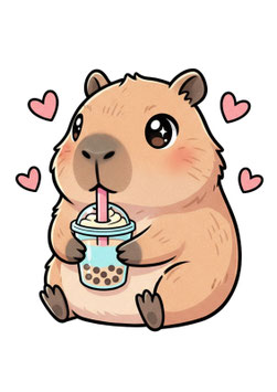 Bügelbild 47 - Capybara mit Bubbletea 2
