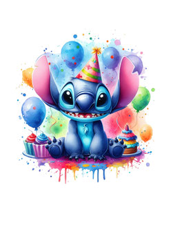 Bügelbild 44 - Stitch/Geburtstagsparty